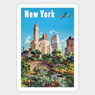 New York USA Vintage Travel Poster Sticker